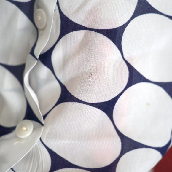 40s / 1940s Navy White Dot Sheer Blouse by Robert using Bemberg Rayon - Picture 3 of 10